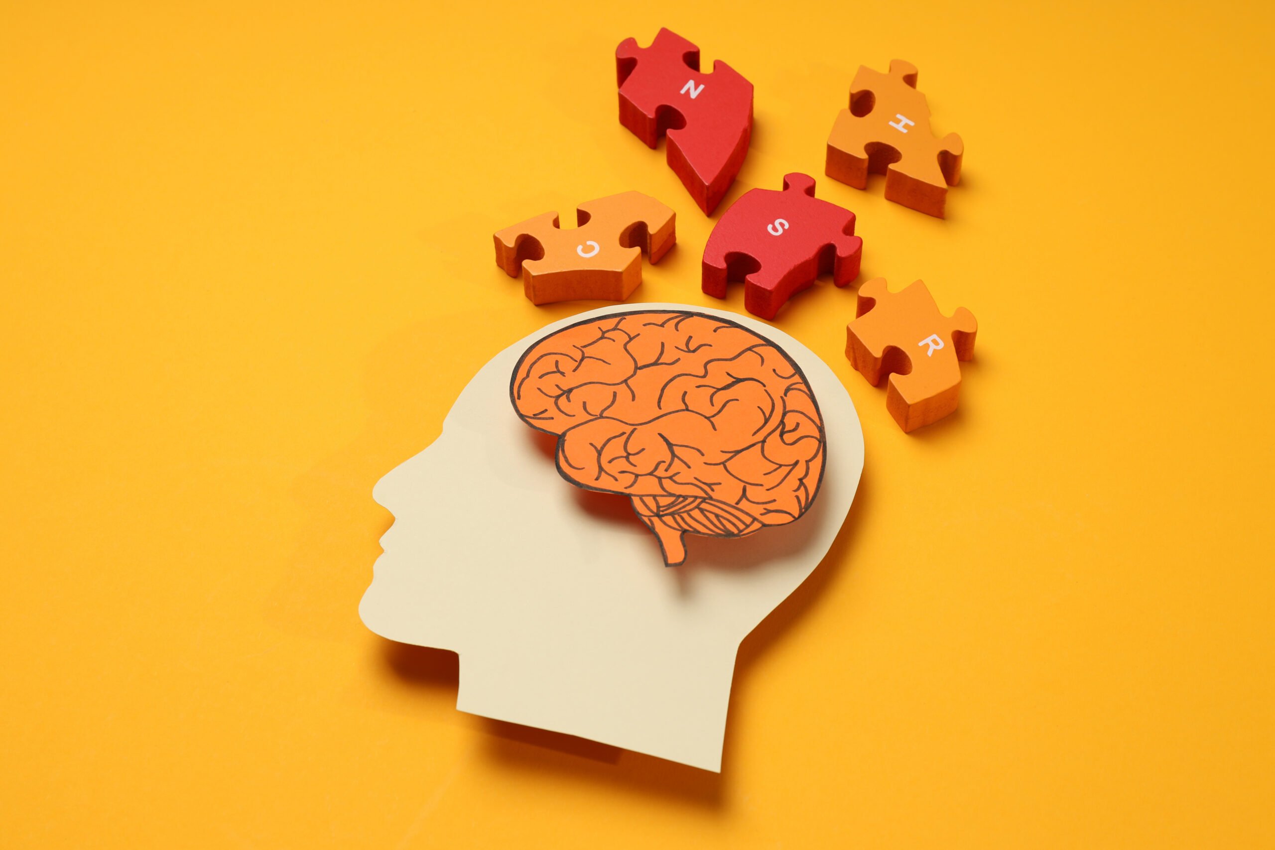 a puzzle pieces with a human head