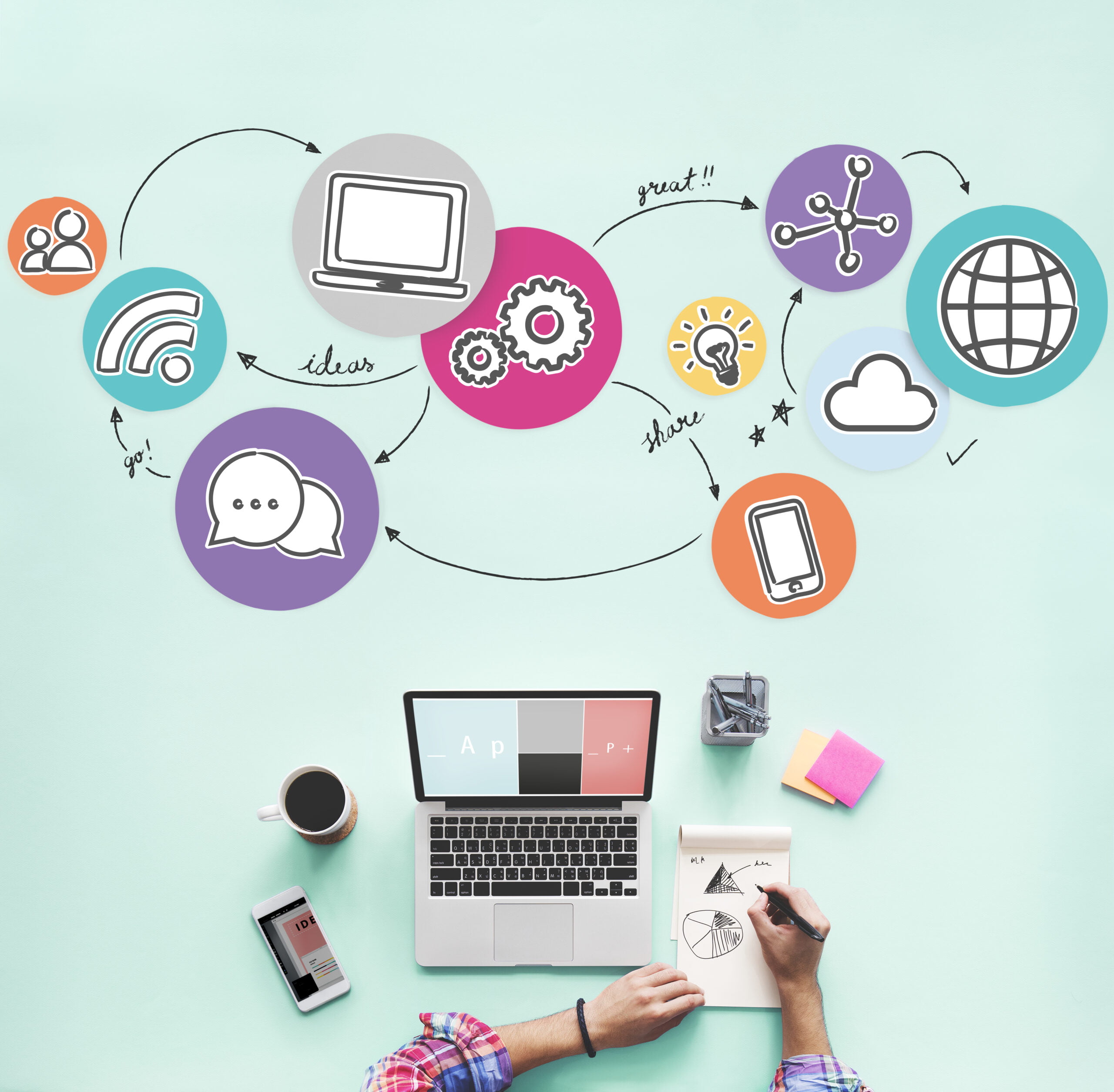 Aerial view of woman working on social media  Acceptance Path Social media and anxiety Acceptance Path understanding the relationship between the two