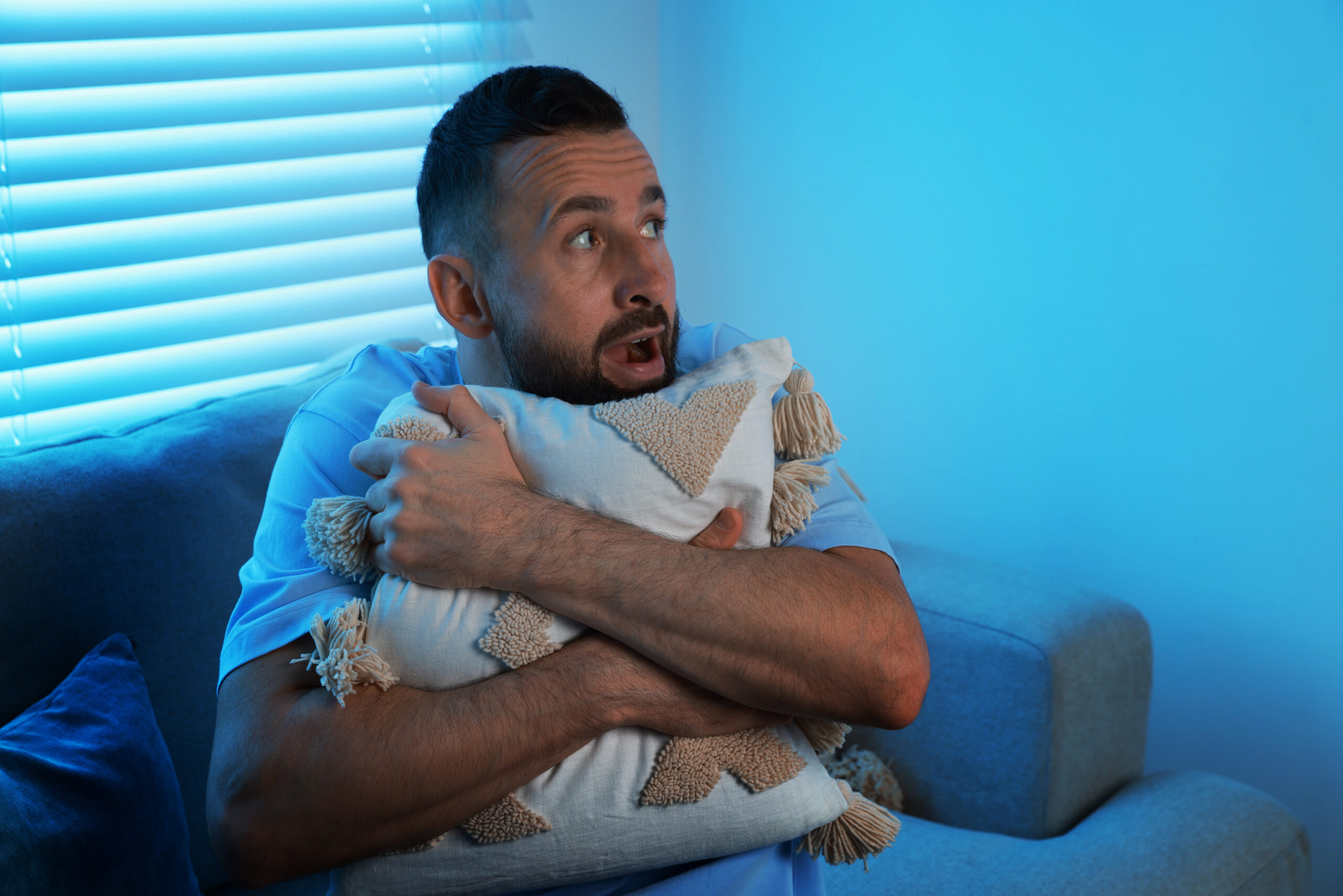 An adult in Greenwood Forest experiencing the physical fear response of harm OCD intrusive thoughts at night the kind of distress treated at Acceptance Path Counseling