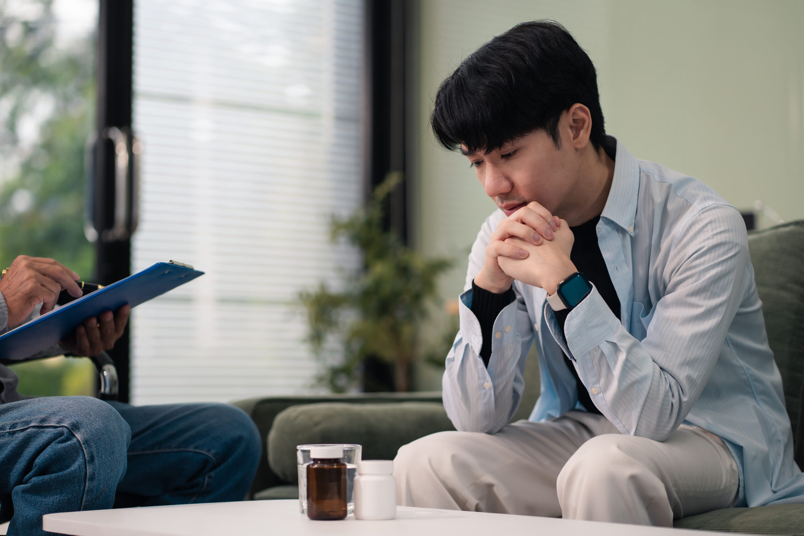 Individual participating in types of therapy for anxiety during professional counseling