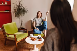 Eating disorder therapy session focused on emotional support and recovery in The Woodlands counseling setting