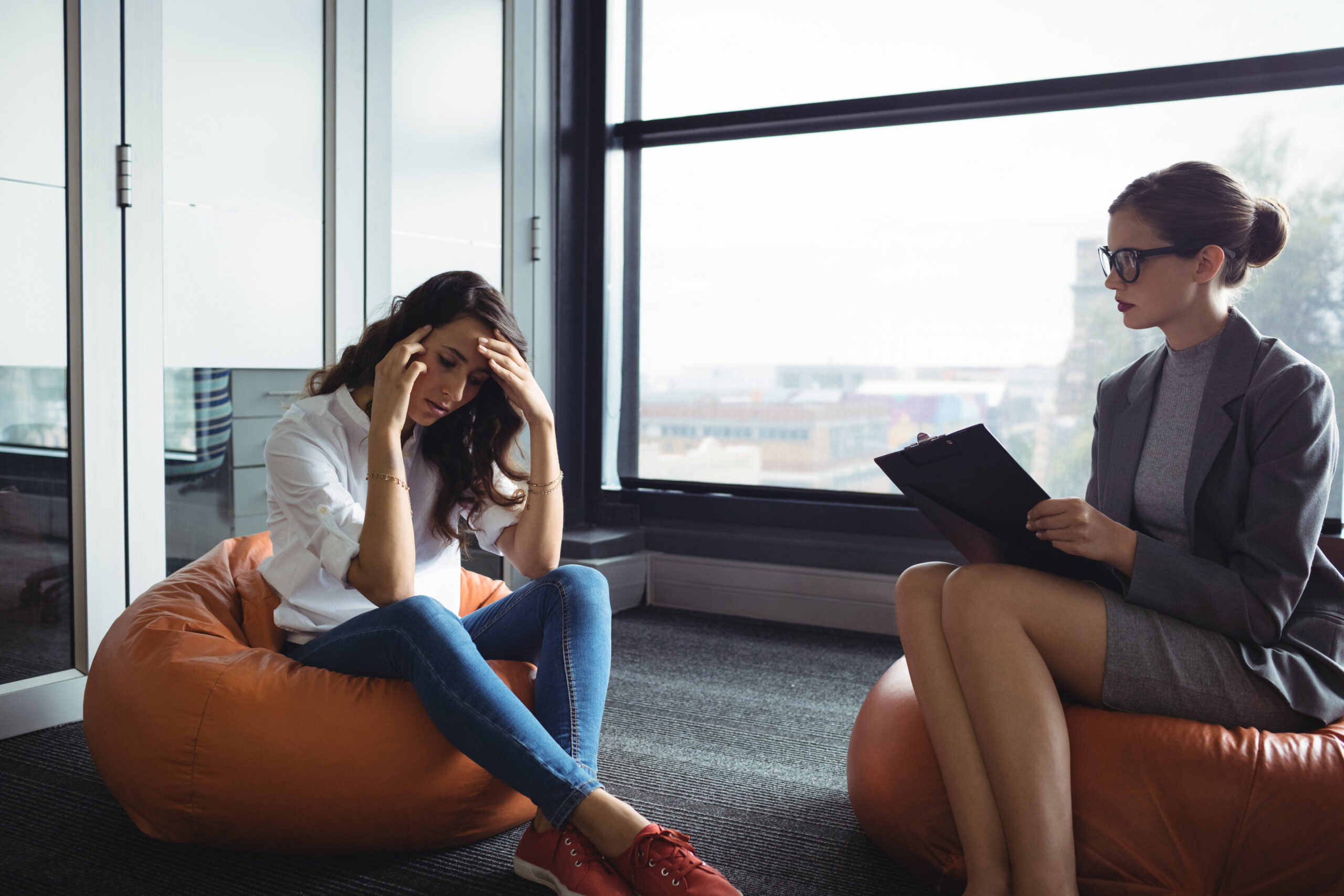 womanconsultingwiththerapistinofficeenvironm20260326114821utc Acceptance Path Counseling Mental health illustration representing ADHD burnout stress and emotional overwhelm