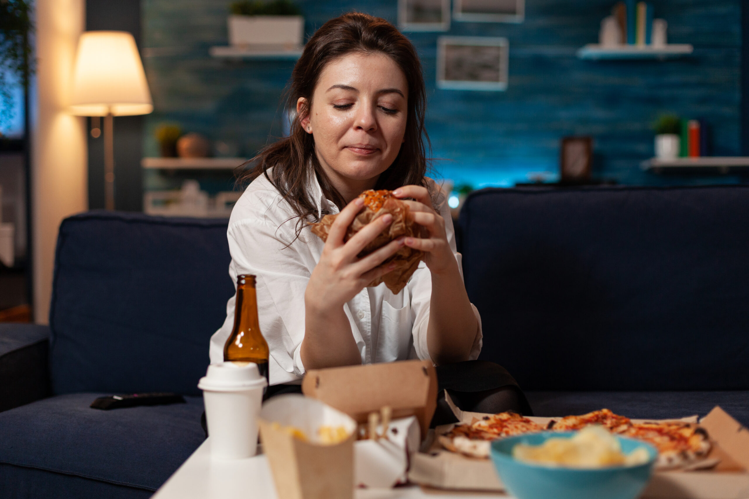 Adult experiencing shame and emotional distress after symptoms of binge eating disorder