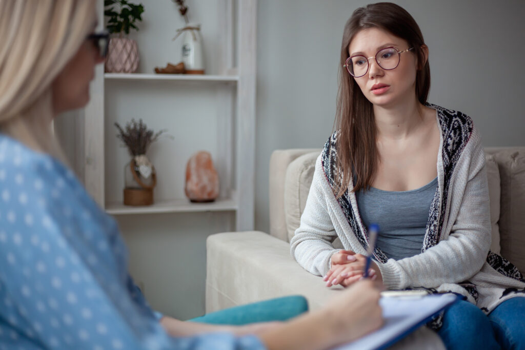 Therapist helping a client with understanding BPD emotions, identity, and relationship patterns.