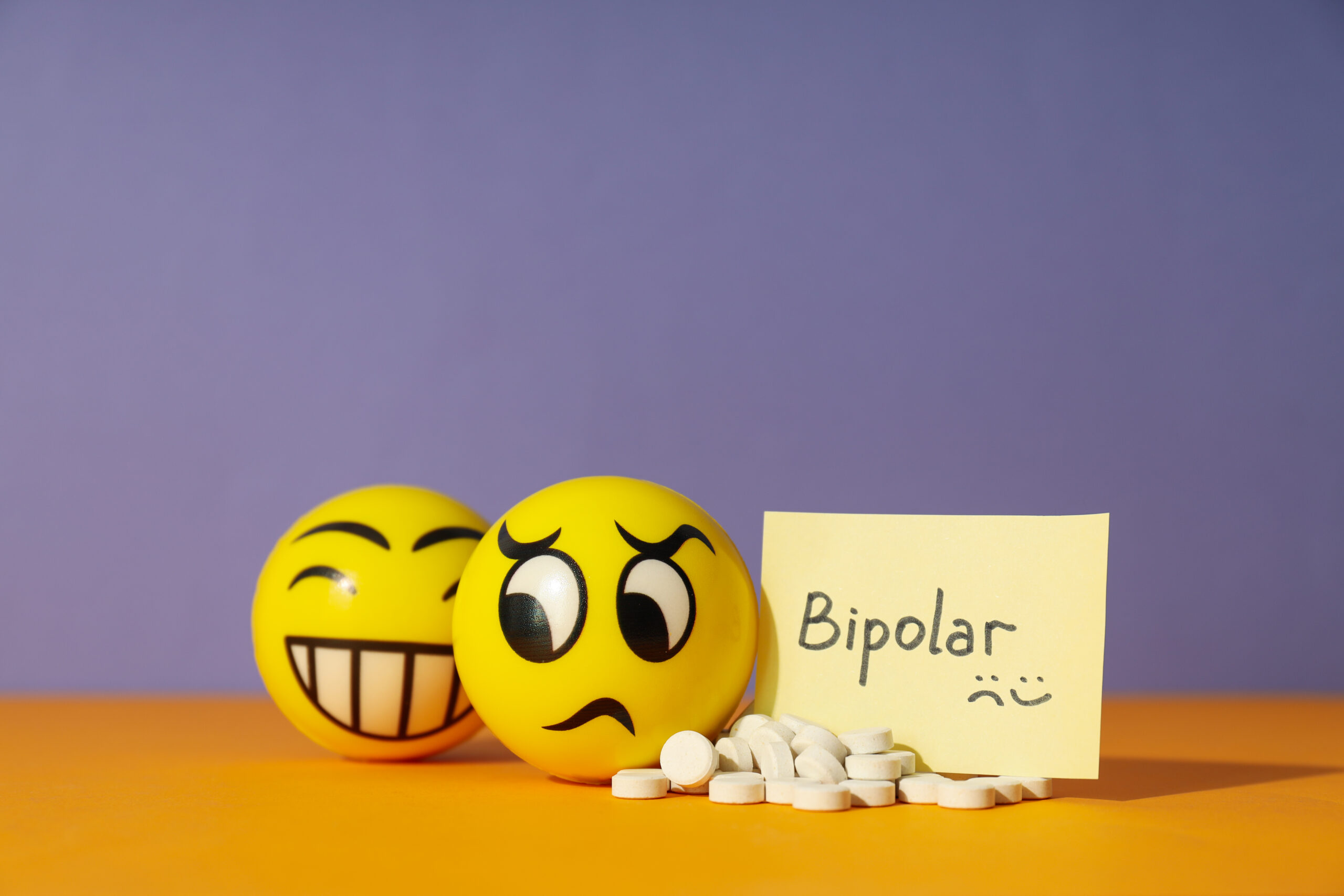 Illustration showing elevated and depressive mood patterns associated with the early signs of bipolar disorder