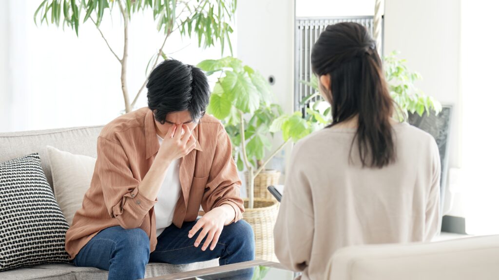 Person experiencing sensorimotor OCD while becoming intensely aware of their breathing.